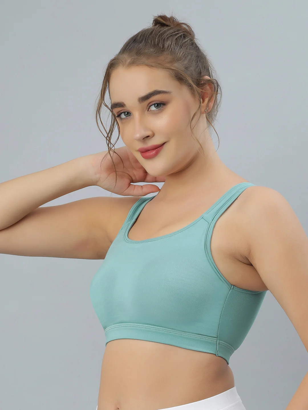 Women’s Sports Bra | Cotton Nylon | Lightly Padded Wire Free Bra with Removable Pads | Free Size Everyday Yoga Gym Wear|Size M image 2