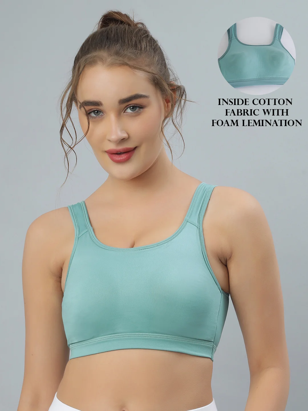 Women’s Sports Bra | Cotton Nylon | Lightly Padded Wire Free Bra with Removable Pads | Free Size Everyday Yoga Gym Wear|Size M image 7