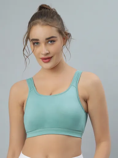 Women’s Cotton Nylon Sports Bra | Lightly Padded Wire Free Bra |Everyday Yoga Workout Wear | Free Size with Removable Pads |Size L thumbnail 0