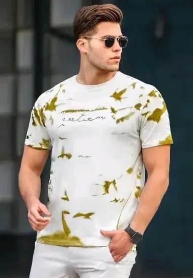 Men’s Printed Round Neck Cotton Tee | Allover Print| XL thumbnail 0