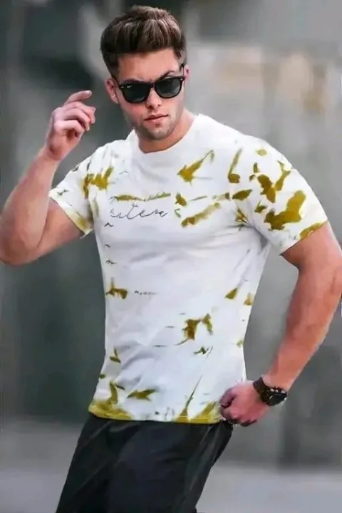 Men’s Printed Round Neck Cotton Tee | Allover Print| XL image 2