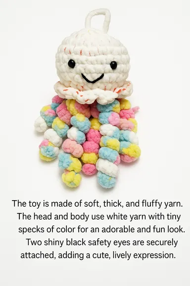 Handmade Crochet Jellyfish| Toy for Babies | Soft Plush| Infant Safe Newborn Gift| Baby Shower Ocean-Themed Nursery Plush thumbnail 4