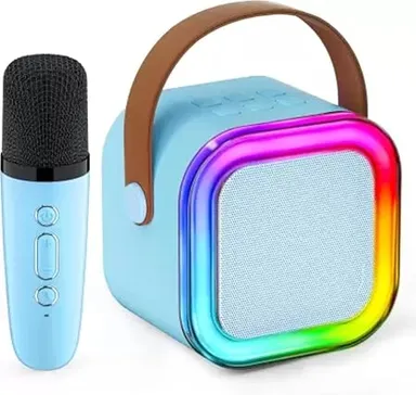 Portable Bluetooth Speaker with Wireless Mic| RGB Lights| Rechargeable Battery | Lightweight| Karaoke & Party Use
