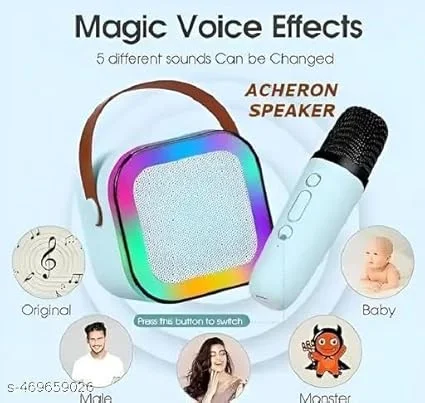 Portable Bluetooth Speaker with Wireless Mic| RGB Lights| Rechargeable Battery | Lightweight| Karaoke & Party Use image 2