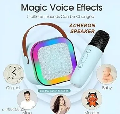 Portable Bluetooth Speaker with Wireless Mic| RGB Lights| Rechargeable Battery | Lightweight| Karaoke & Party Use thumbnail 1