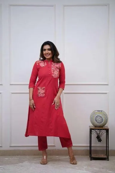 Women’s Cotton Printed | Straight Kurti with Pant | Casual Daily Wear |Ethnic Kurta Set | Office & College thumbnail 4