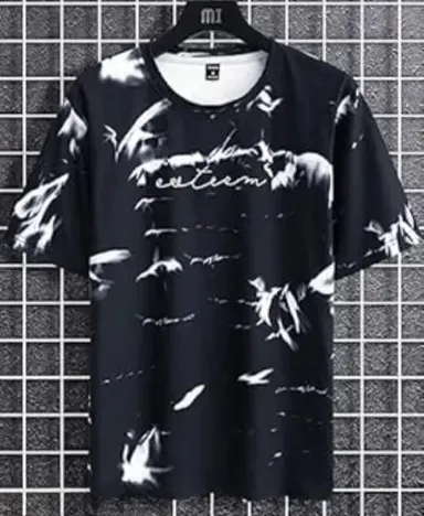 Men’s Allover Printed Cotton T-Shirt | Stylish Round Neck, Long Sleeves| M thumbnail 1
