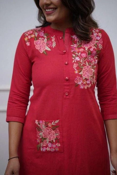 Cotton Printed Straight Kurti with Pant | Casual Daily Wear Kurta Set for Women | Office & College Outfit image 2