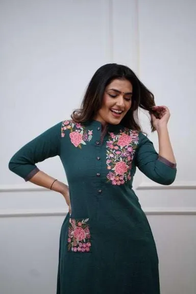 Women’s Cotton Printed Straight Kurti with Pant | Cotton printed kurti with pant for women| College & Casual Use thumbnail 3