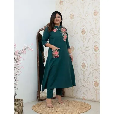 Ethnic wear kurti for women |Women’s Cotton Printed | Straight Kurti with Pant | Casual Daily Wear Ethnic Kurta Set | Office & College thumbnail 0