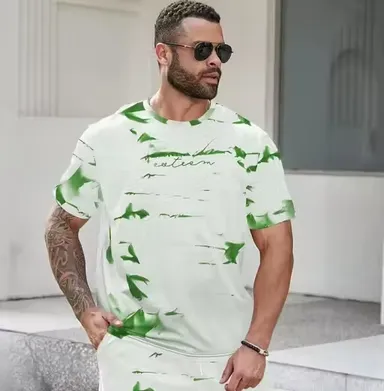 Men’s Allover Printed Round Neck T-Shirt| Stylish Sublimation Cotton Tee| Size M| Bold Casual Wear thumbnail 0