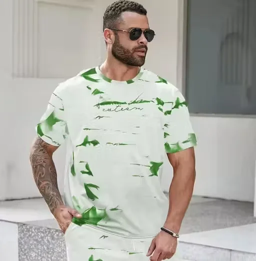 Men’s Allover Printed Round Neck T-Shirt| Stylish Sublimation Cotton Tee | Size XL| Comfortable Bold Casual Wear image 1