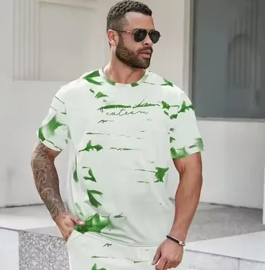 Men’s Allover Printed Round Neck T-Shirt| Stylish Sublimation Cotton Tee | Size XL| Comfortable Bold Casual Wear thumbnail 0