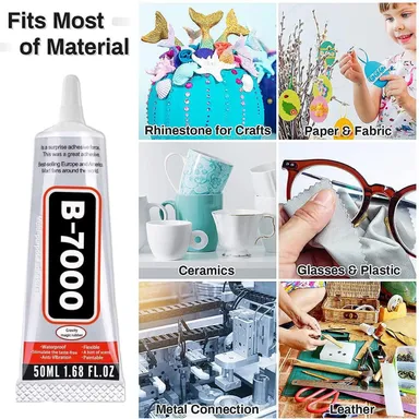 B‑7000 Multi‑Purpose Transparent Adhesive Glue 50 ml Pack of 2 | High Viscosity Flexible Waterproof Bond for Jewellery Phone Screen Repair Craft Use thumbnail 2
