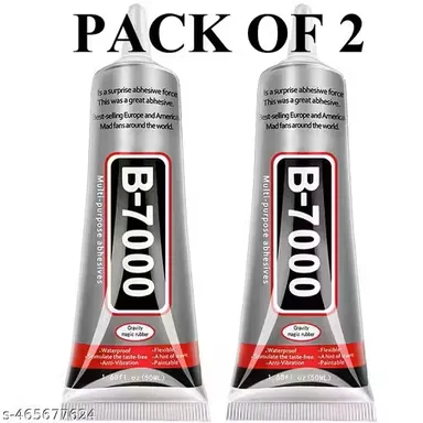 B‑7000 Multi‑Purpose Transparent Adhesive Glue 50 ml Pack of 2 | High Viscosity Flexible Waterproof Bond for Jewellery Phone Screen Repair Craft Use