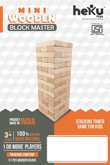 Mini Wooden Jenga Block Game 51 pcs Stack Tower Toy for Kids 3+ Family Fun Party Game Eco-Friendly Tumbling Blocks Strategy Skill Toy thumbnail 1