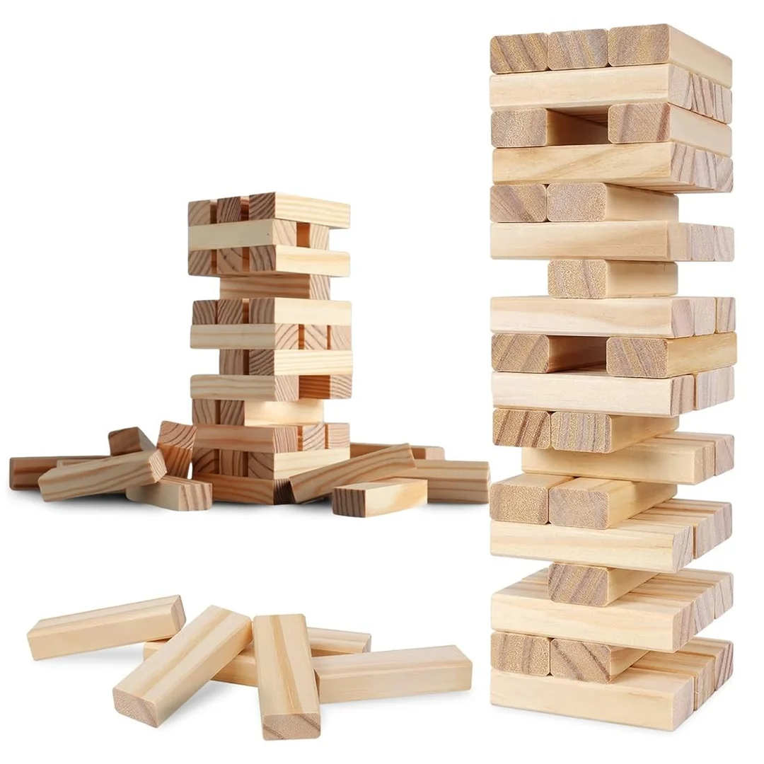 Mini Wooden Jenga Block Game 51 pcs Stack Tower Toy for Kids 3+ Family Fun Party Game Eco-Friendly Tumbling Blocks Strategy Skill Toy image 4