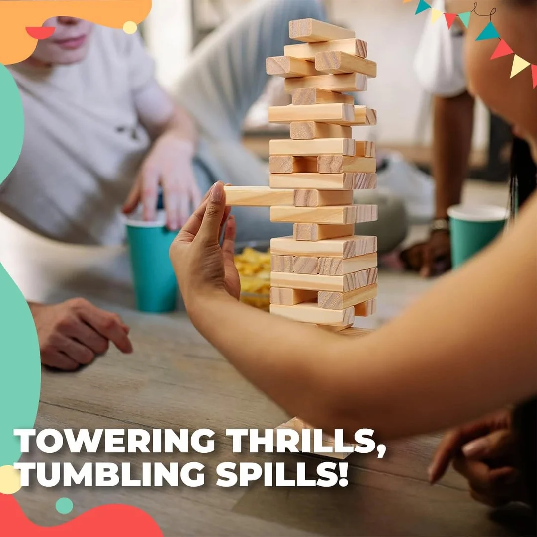 Mini Wooden Jenga Block Game 51 pcs Stack Tower Toy for Kids 3+ Family Fun Party Game Eco-Friendly Tumbling Blocks Strategy Skill Toy image 5