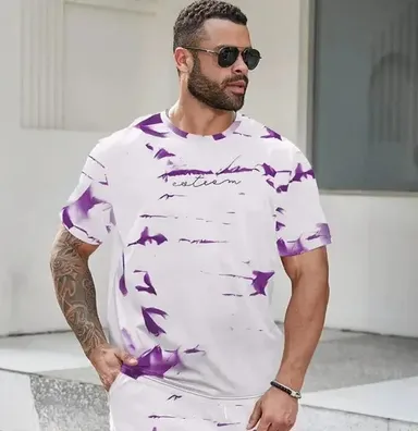 Men's Allover Printed Round Neck T-Shirt | Stylish & Comfortable Unisex Wear| S thumbnail 0