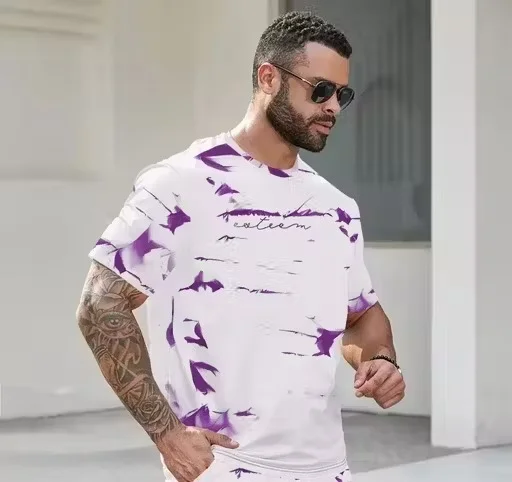 Men's Allover Printed Round Neck T-Shirt – Stylish & Comfortable Unisex Wear| XL image 2