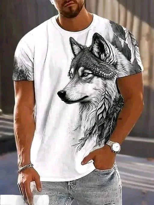 Men’s Animal Printed Round Neck T-Shirt | Stylish Comfortable Cotton Tee | Size S Casual Wear image 1