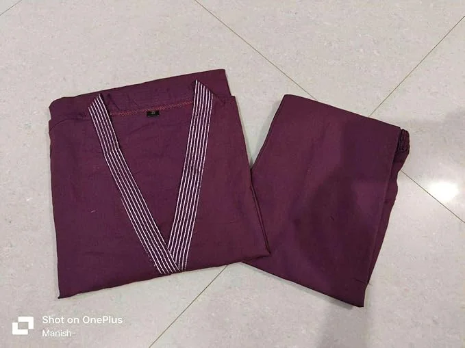 Women’s Cotton Kurti Pant Set | A-Line Straight Kurta | Maroon Casual Ethnic Wear | Office & Daily Outfit image 2