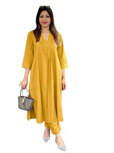 Women’s Cotton Kurti Pant Set | A-Line Straight Co-ord | Maroon | Office Wear| Daily Wear thumbnail 0
