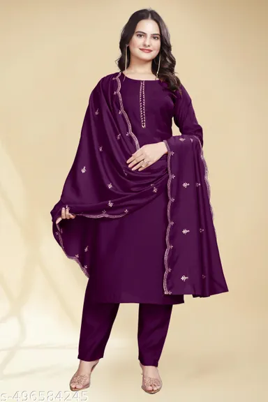 Tanot Textiles Kurti Pant Dupatta Set | Cotton Kurta Set for Women |Stylish Ethnic Wear |Party & Office Outfit