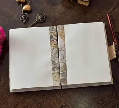 Handmade Printed Cardboard | Journal Diary | Buckle Lock | Unruled 200 Pages | Personal Diary | Notepad for Men Women thumbnail 2