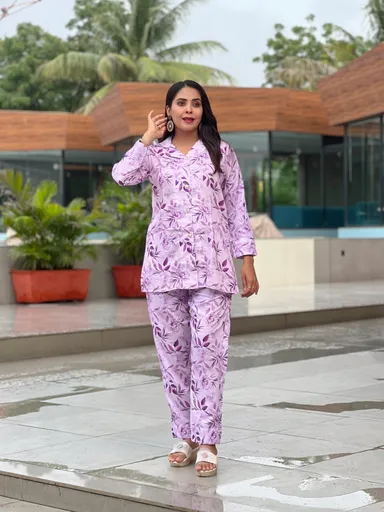 Stylish Violet Co-ords for Girls | XXL Comfortable Trendy | Casual Wear thumbnail 1
