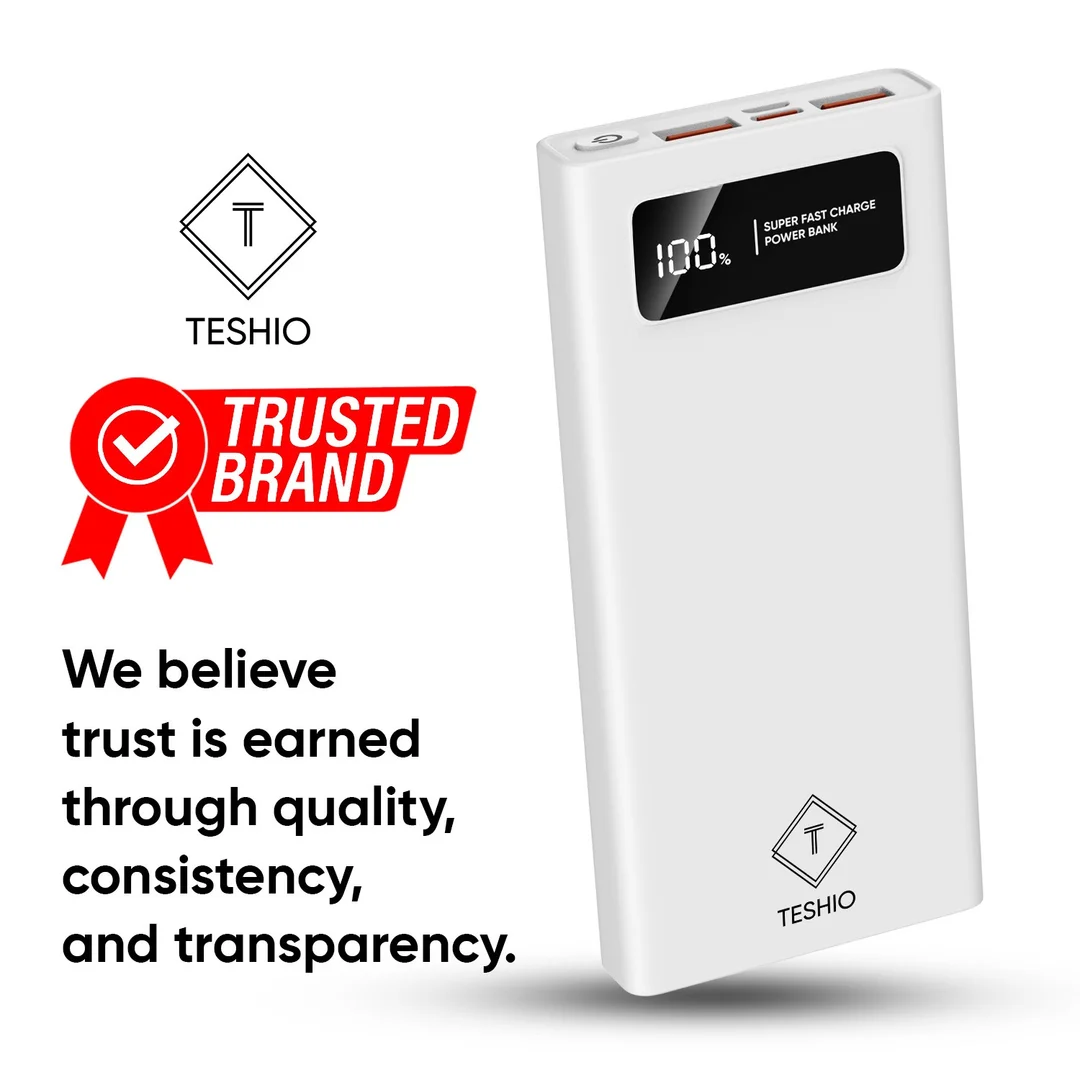 10000mAh White Power Bank | Fast Charging | USB-C & USB-A Ports | Compact Design | Ideal for Travel & Daily Use image 1