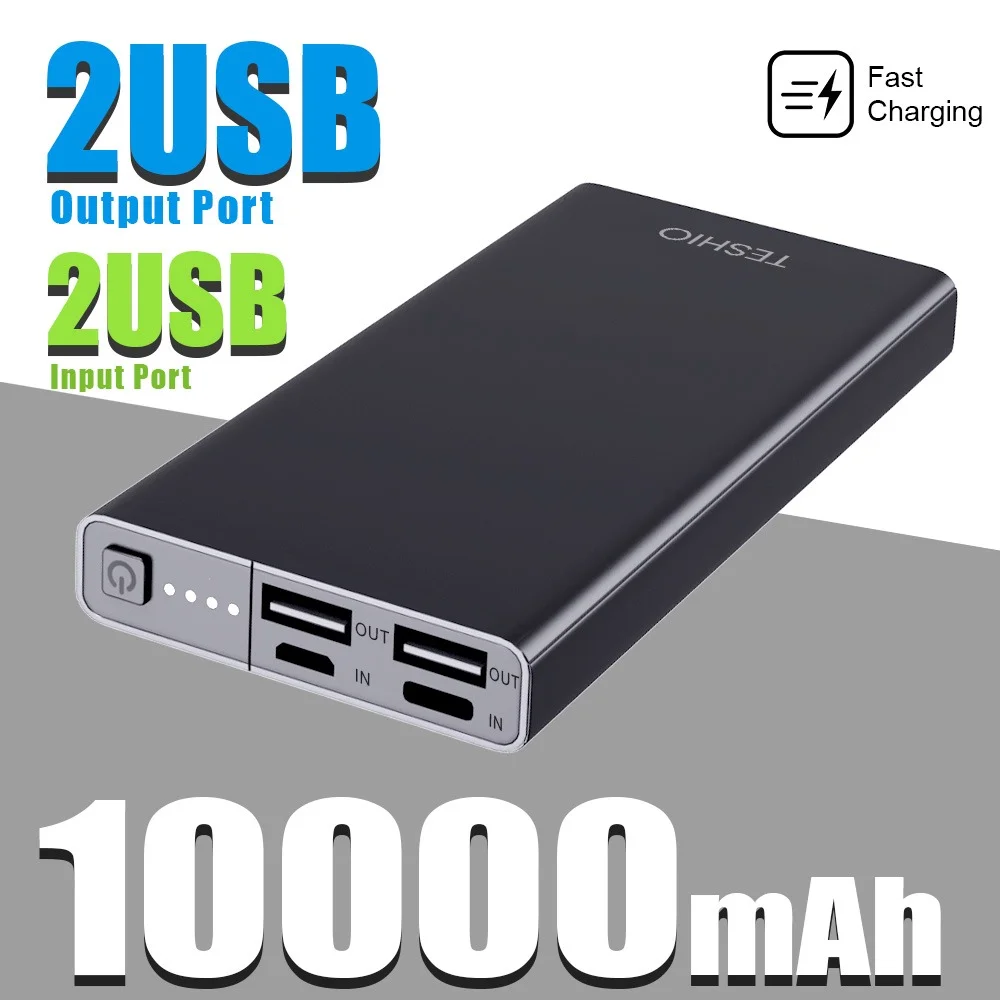 10000mAh Black Power Bank | Fast Charging | USB-C & USB-A Ports | Compact Design | Ideal for Travel & Daily Use image 1
