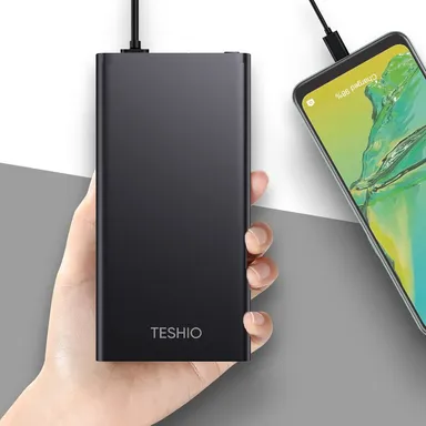 10000mAh Black Power Bank | Fast Charging | USB-C & USB-A Ports | Compact Design | Ideal for Travel & Daily Use thumbnail 1