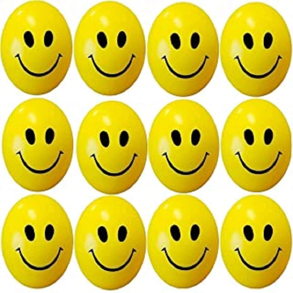 Stress Reliever Smiley Balls | Emoji Yellow Squeeze Balls for Stress Relief & Hand Exercise|Soft Foam Office & Kids Use | Pack of 2| Fun Therapy Ball image 2