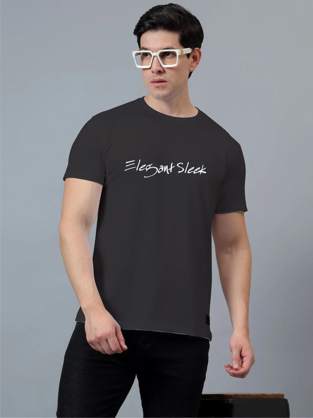 Elegant Sleek Round Neck Tshirt | Slim Fit Cotton Tee for Men & Women | Stylish Casual Wear image 2