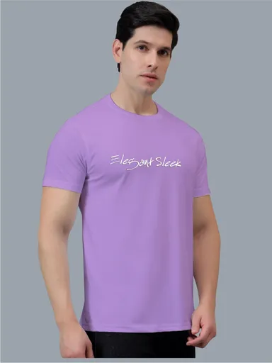 Elegant Sleek Round Neck Tshirt Purple | Comfortable Cotton Blend | Stylish Casual Wear thumbnail 0