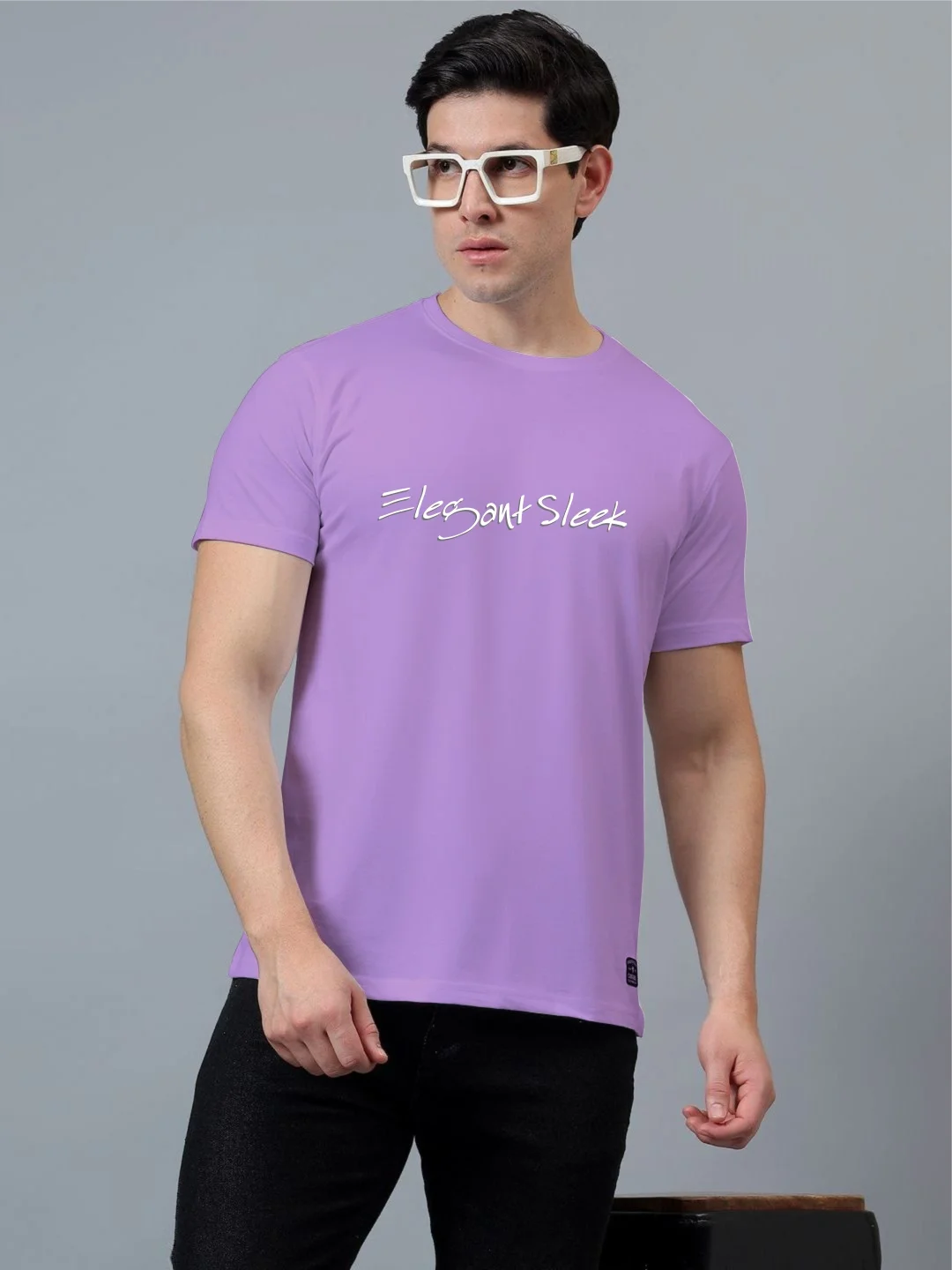 Elegant Sleek Round Neck Tshirt Purple | Comfortable Cotton Blend | Stylish Casual Wear image 3