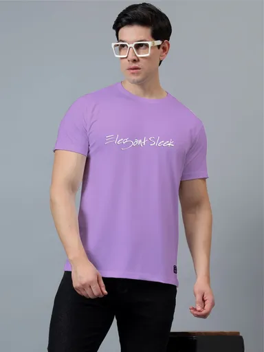 Elegant Sleek Round Neck Tshirt Purple | Comfortable Cotton Blend | Stylish Casual Wear thumbnail 2