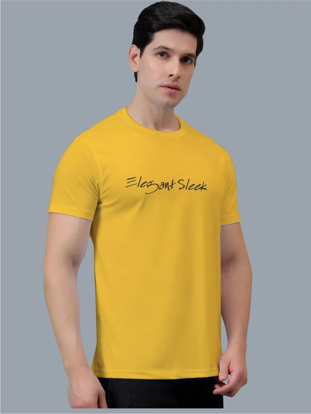 Elegant Sleek Round Neck Tshirt Yellow| Comfortable| Summer Wear| Men & Women image 1