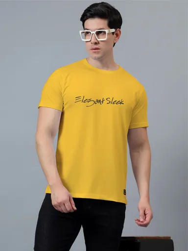 Elegant Sleek Round Neck Tshirt Yellow|  Comfortable|  Summer Wear| Men & Women thumbnail 2