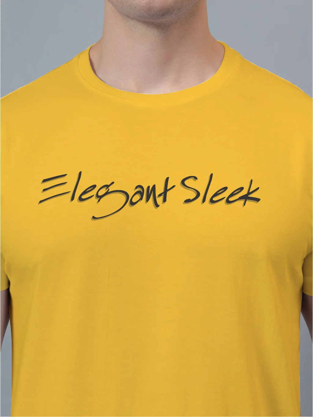 Elegant Sleek Round Neck Tshirt Yellow| Comfortable| Summer Wear| Men & Women image 4
