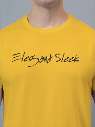 Elegant Sleek Round Neck Tshirt Yellow|  Comfortable|  Summer Wear| Men & Women thumbnail 3