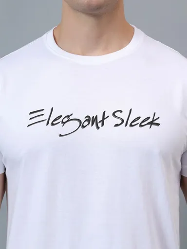 White Round Neck T-shirt Men| Sleek Elegant Cotton Tee| Slim Fit Casual Wear thumbnail 0