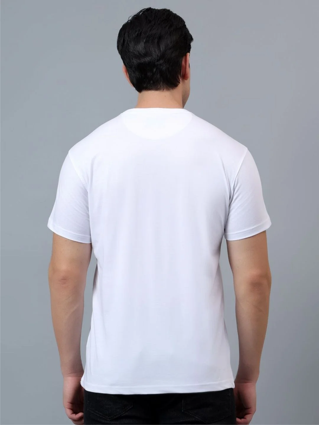 White Round Neck T-shirt Men| Sleek Elegant Cotton Tee| Slim Fit Casual Wear image 2