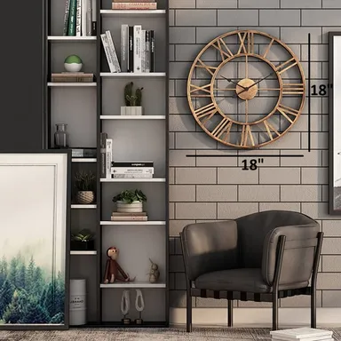 Craft2lance Metal Analog Wall Clock | Decorative Rustic Sculpture | 18 Inch Brown | Home Office Living Room Cafe thumbnail 2