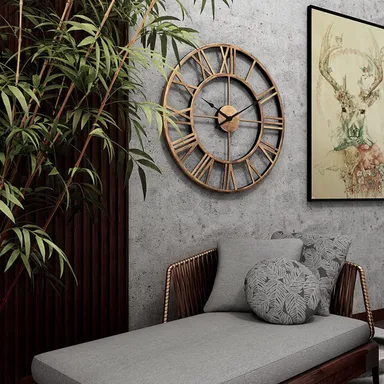 Craft2lance Metal Analog Wall Clock | Decorative Rustic Sculpture | 18 Inch Brown | Home Office Living Room Cafe thumbnail 3