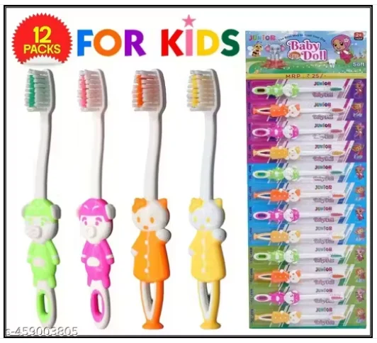Kids Toothbrush | Premium Soft Medium Bristle | Child Friendly BPA-Free Toothbrush Set |Pack of 12 image 1