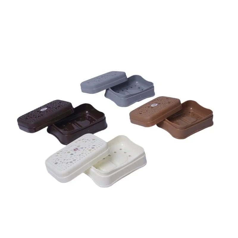 Cliffton Plastic Soap Case Pack of 4 | Multicolour Soap Dish Set | Bathroom Soap Stand Set image 3