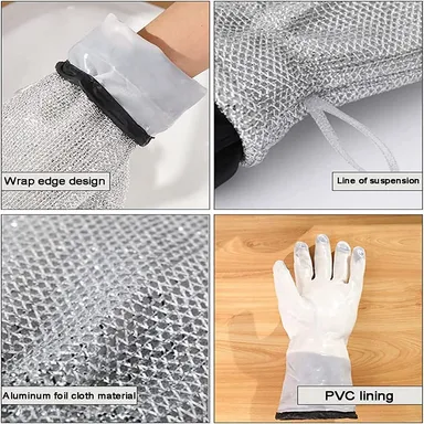 Stainless Steel Wire Dishwashing Gloves | Non‑Scratch, Heat‑Insulated, Durable | 1 Pair thumbnail 1