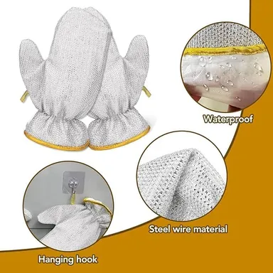 Stainless Steel Wire Dishwashing Gloves | Non‑Scratch, Heat‑Insulated, Durable | 1 Pair thumbnail 4